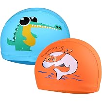 GNHG 2 Bonnet De Bain Enfant – Tissu Doux, élastique, Imperméable, Pour Garçons Et Filles (tour De Tête 50-58 Cm)