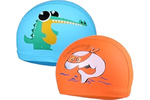 SWAUSWAUK Swimming Cap x 2 pcs - Swim Cap Kids Swim Hat for Boys & Girls Aged 4-10