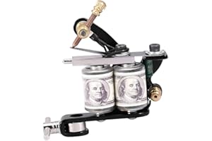 FILFEEL Máquina de tatuaje, estampado de flores Liner Shader Tattoo Machine Gun 10 Wrap Bobinas de cobre para colorear Herramientas de revestimiento