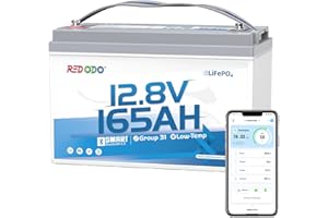Redodo 12V 165Ah Gruppe31 LiFePO4 Batterie mit Bluetooth, 165A BMS, 2112Wh Lithiumbatterie mit 1,65-facher Lebensdauer, ideal für Wohnmobile, Marine und Solaranwendungen