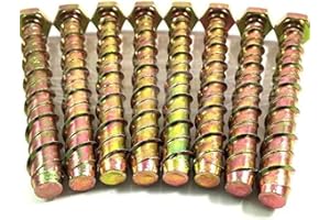 LOCKS AND SCREWS LTD Xugend 8 Pack, M8 x 130 Masonry Concrete Anchor Bolt Screw with Hexagonal Head, Concrete Self Tapping Anchor, Thunder D-Bolt Anchor, Screws direct into Brick, Stone, Wood, Concrete (M8x130)