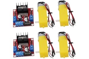 Heevhas 2 x L298N accionamiento del motor placa controladora motor paso a paso módulo doble puente H + 4 x TT kit motor Motorreductor DC soldado doble eje DC3-6V relación 1:48 200 rpm