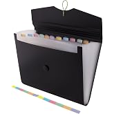 D.RECT A4 File Folder, 12 Compartments, PP, Black | Folder with Dividers, Accordion Format, Elastic Closure, Interchangeable