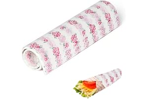 GAAINES 50 Pcs Greaseproof Paper Sheets,Waterproof Wax Papers Sheets,Floral Pattern Food Wrapping Paper for Sweets Cakes Cheese Sandwich Foods Burger（9.84 x 8.46inches）