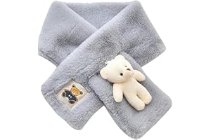 GUSHE Süßer Bär Plüschschal für Erwachsene und Kinder, Winterschal-Kuscheliger Bären-Plüschschal, Niedlicher Bären-Plüsch-Schal, Pelzkragen Kreuz Plüschschal, Süße warme Winterhalstücher für Kinder