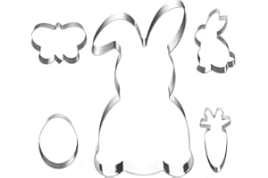 ZHOUHON 5 Stück Edelstahl Ausstecher für Ostern - Große Hasen Ausstecher, Ostergeschenk Ausstecher zum Plätzchen backen (W-4)