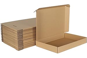 HORLIMER Scatola di Cartone 34.2x24.6x4.8cm Scatola per Spedizione,Scatole con Coperchio per Regalo o Imballaggio,Marrone Set di 25