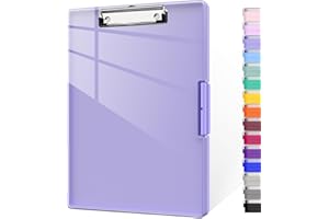 Piasoenc Clipboard with Storage, 8.5 x 11 Clip Boards with 2 Storage Case and A4 Paper Folder, Clear Dry Erase Top Panel, Heavy Duty Plastic, Folio & Side-Opening, for Nurses, Teachers, Lawers,Purple