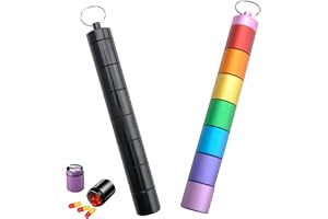 Pillerbox 7 dagar, 2-pack pillerask 7 dagar, regnbåge medicinlåda fri kombination, aluminium bärbar pillerbox, vattentät fuktbeständig för resor utomhus camping multi