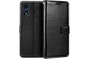 SHANTIME PU Leather Phone Wallet Case Compatible with Motorola Moto G04 4G, Magnetic Flip Cover with Card Slots, Full Protection and Stand Function (Black)