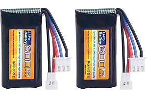 BLLRC 2PCS 7.4V 600mAh 35C 2S Lipo Battery with Molex Plug for FMS FCX24 RC Car Truck RC Electric Climbing Vehicle FCX24 Battery