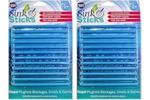 Eco Barn Sink Stick | Plughole Sticks | Drain Unblocker & Sanitation. Sticks for Bathroom & Kitchens, Drain Cleaner & Deodoriser, Prevent Hair Blockages Forming | 2 Packs, 24 Sticks