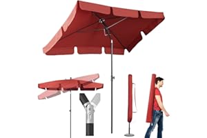 Sekey® 200 × 125 cm Balkon Sonnenschirm Rechteckig mit Schutzhülle| Gartenschirm Terrassenschirm Sonnenschutz UV 50+ Terracotta