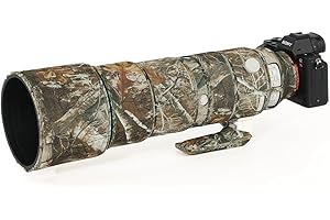 CHASING BIRDS Kamuflaż wodoodporny płaszcz na obiektyw do SONY FE 200-600 mm F5,6-6,3 G OSS, odporny na deszcz pokrowiec ochronny na soczewki (żółty kamuflaż drzewa, z 1,4X TC (SEL14TC))