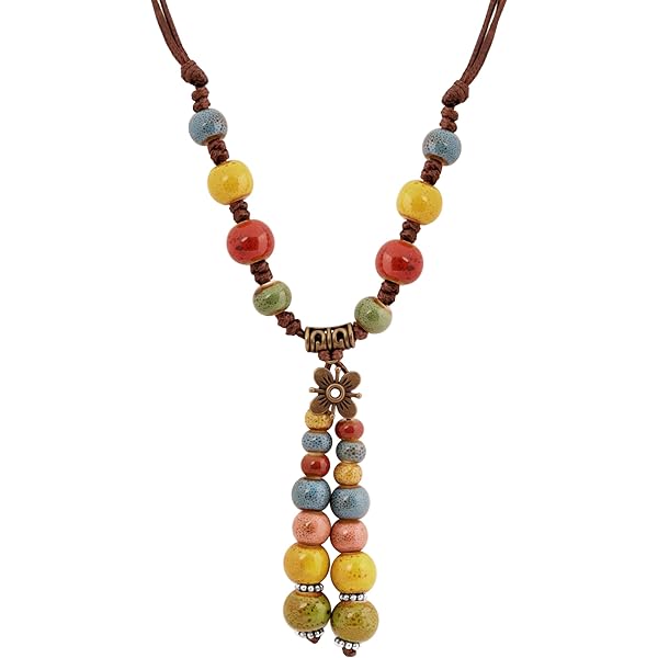 Collana Donna Amosfun In Stile Bohémien Con Perle Di Legno E Conchiglie | Gioiello Vintage Ispirato Alle Hawaii