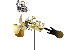 DOKSVP Molino de Viento Hecho a Mano de Metal, Figura de Arte Rockin, Figuras y Estatuas de Música Percusionista, para Decoración, Patio, Césped, Jardín