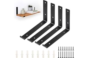 DBREAKS 4 Stk Regalhalterung Schwarze, L-Form Regalhalter, Wandregal Halterung, Heavy Duty Regalhalterung, Regalträger Metall, Für Bücherregale, Schrankregale, Badezimmerregale, Blumenregale,25cm