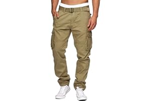 AlvaQ Cargo Work Trousers Mens Cotton Casual Work Pants for Men Outdoor Pants Camping Hiking Loose Fit Multi Pockets S-XXL