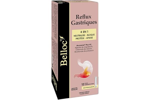 Belloc Reflux Gastriques - Sticks x12-4 en 1 - Neutralise Bloque Protège Apaise - dès 12 ans