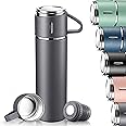 Thermos Flask - Cup and Handle, Stainless Steel Drinking Bottle, Leak-Proof Insulated Bottle for Hot and Cold, Vacuum Thermal Flask for On the Go, Work, School, Sports, Children, Baby - Assorted Color