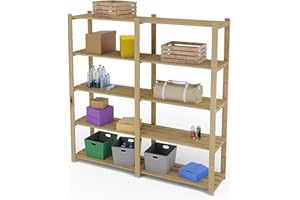 Lenmar Serie B Holzregal, Kiefer, Holz, Hellbeige, B-03 170 x170 x 40 cm, 5 Böden, Bücherregal, Holzregal, Standregal, Wandregal, Regal mit 5 Böden, Büroregal, für Wohnzimmer, Lagerregal