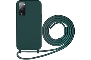 Beajew Silikon Handyhülle für Samsung Galaxy S20 FE Hülle mit Band, Silikon Necklace Handyhülle mit Abnehmbar Kordel zum Umhängen Stossfest Bumper Handy Schutzhülle, Dunkelgrün