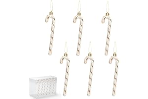 yayafunfun 6 Stück Christbaumschmuck Zuckerstangen Zuckerstangen Weihnachten Deko Weihnachtsbaumschmuck Rot, Weihnachtsbaumschmuck Zuckerstangen für Weihnachtsdekoration (Champagner)