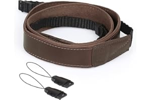 MegaGear MG137 Brown Leather Digital SLR Camera, Camcorder Neck Shoulder Straps for Canon, Nikon, Samsung, Olympus, Sony, Fujifilm, Panasonic