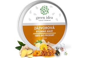 GREEN IDEA Maść imbirowa na ból stawów, ścięgien i mięśni – Na urazy i skręcenia – 100% naturalna maść ziołowa z olejkiem eterycznym z imbiru i woskiem pszczelim 50 ml