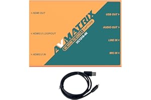 AVMATRIX UC1218-4K Video Capture Card for Game Live Stream 1440p/ 4K HDMI TO USB 3.1 TYPE-C, 4K@60Hz Uncompressed video & audio capture, Plug-and-Play Compatible with Windows, Linux, macOS