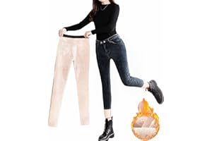 Loalirando Jeans Imbottiti da Donna Pantaloni Invernali a Vita Alta Fitness Jeans Caldo in Tinta Unita Stile Classico Moda Autunnale e Invernale
