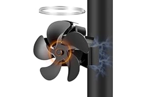 Dreamhigh® Kaminventilator Magnetisch, Ofenventilator Ohne Strom 5 Blätter, Leiser mit Ersatzring für zur Wärmeverteilung, Ventilator Kaminofen für Kaminofen, Kamin, Ofen, Holz, Ofenrohr