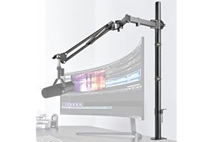 Frgyee Brazo Microfono Altura Ajustable, Brazo con Barra de Extensión Elevada Pie de Microfono para Shure SM7B, Blue Yeti, HyperX QuadCast S y Otros Micrófonos
