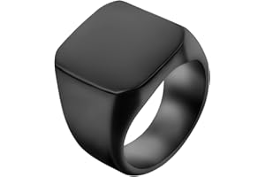 JewelryWe Schmuck Biker Ring Edelstahl Herren-Ring, Personalisiert Glänzend Poliert Siegelring Quadrat Band Ringe mit Gravur für Männer, Silber/Gold/Schwarz Größe 52 bis 78