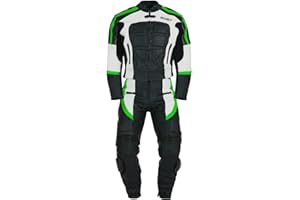 WinNet Tuta divisibile di pelle da moto giacca e pantaloni separabili in 2 pezzi (XL, VERDE)