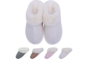 EDOTON Zapatillas de Estar por Casa Mujer Zapatillas de Invierno para Mujer Zapatos de Felpa Unisex Pantuflas Cálidas de con Suela de TPR