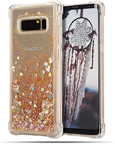Coque Samsung Note 8 , Glitter Liquide TPU Etui Coque pour Galaxy Note 8 ,CaseLover Fleur Motif Mode Etui Coque Dynamic Etoiles Paillettes Sable TPU Slim pour Samsung Galaxy Note 8 (6.3 pouces) Mode Flexible Souple Soft Case Couverture Housse Protection Anti Rayures Mince Transparent Silicone Strass Mouvant Cover - D'or