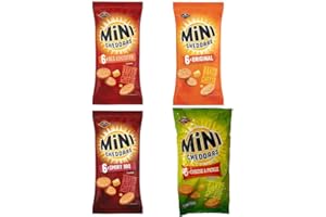 3XS RETAIL LIMITED Mini Cheddars Selection Jacobs Crisp Snacks Original & Smokey BBQ & Red Leicester & Cheese & pickle 6pack x Multi Pack