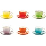 Villa d'Este Home Tivoli 2371741 Baita Set 6 Tazzine caffè con Piattino, Gres, Multicolore, No, 6 unità