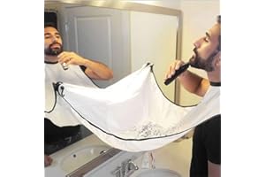 JYHY® Grembiule per Barba - Grembiule con Ventose per Specchio.Cattura Barba e Capelli.Non Preoccuparti di Rimuovere peli della Barba, Capelli e Baffi-Bianco