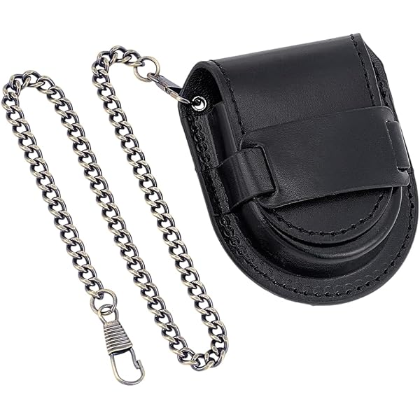 Etui Avec Chaîne Roy Coopers Kross Brun Cuir Pour Montre Gousset - Dimensions 78x66mm