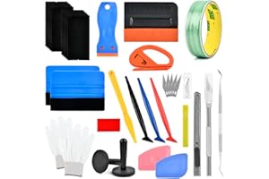 FINZOO Kit Film Covering Voiture Moto 35 Stk, Covering Raclette Pare Brise Voiture, Grattoir Pare Brise Voiture, Carrosserie Voiture Outillage, Outil Décoration de Maison de Publicité de Voiture Polyvalente