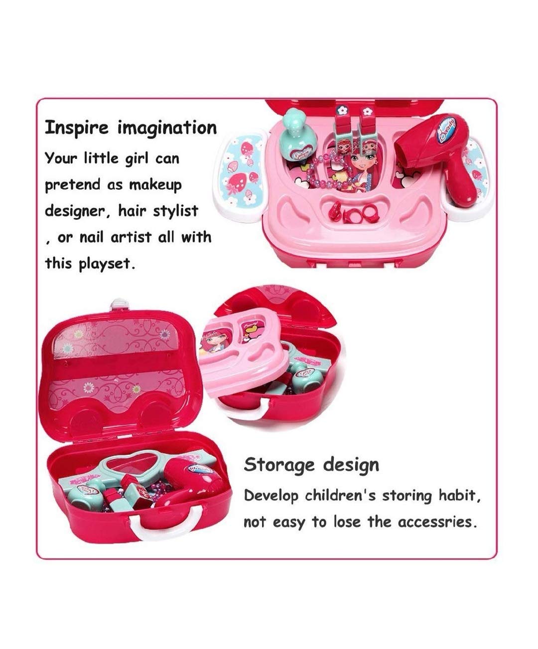 Vikas Gift Gallery Makeup Set for Girls | Lightweight Portable Plastic Suitcase Kit | Ideal for 3+ Years Kids | Non-Toxic | Kid-Friendly - Image 7