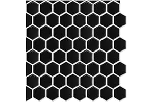 WoStick Hexágono Vinilos Cocina Azulejos Adhesivos 3D Pegatinas de Baldosas Pared 3D para Baños Cocina（10-Piezas 30.5 x 30.5cm)