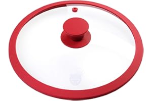 GRÄWE Lid for Pans and Pots, Glass Lid Pan 18 cm, Pot Lid, Pan Lid with Silicone Rim and Steam Outlet - Red