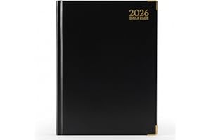 G4GADGET A4 2026 Day a Page Black Diary Gilt Edges Hardback