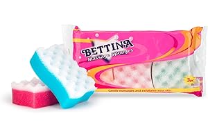 BETTINA 3PC Massage Sponge - Bath Shower Scrubber New Pack Strong Skin Cleaning Clean