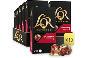 L'OR - Café Espresso - Splendente - Intensité 7 - Saveur Confiture d'Agrumes et Noisettes - 10 lots de 10 capsules aluminium