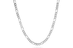 QUADRI - Collier Homme or Femme en Argent 925 - Chaîne Figaro Largeur du Maillon 5 mm - Cadeau Coffret standard et de luxe - Longueur collier 41-66 cm - Bijoux Homme
