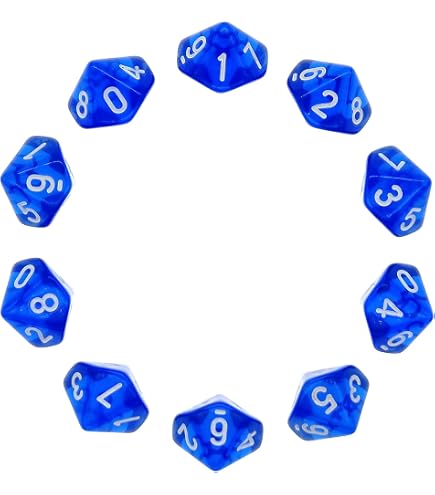 Chessex Lot De 10 Dés D10 Nébuleuse Glycine – Chiffres Blancs, Phospho, Accessoire De Jeu Incontournable